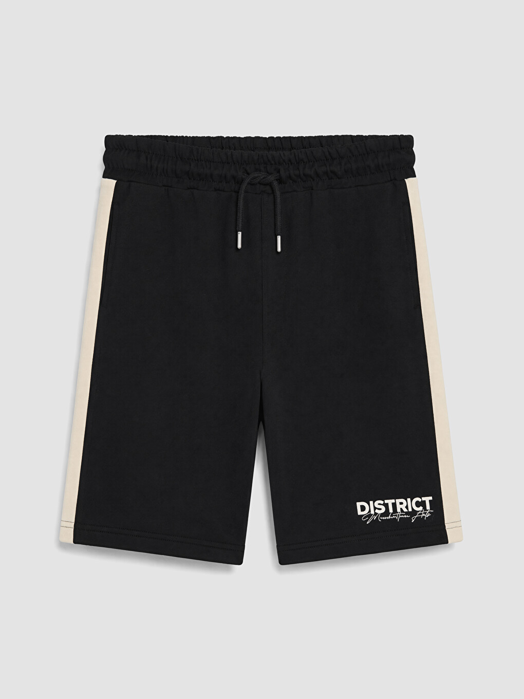 Siyah Regular Fit Çizgili Erkek Şort-4
