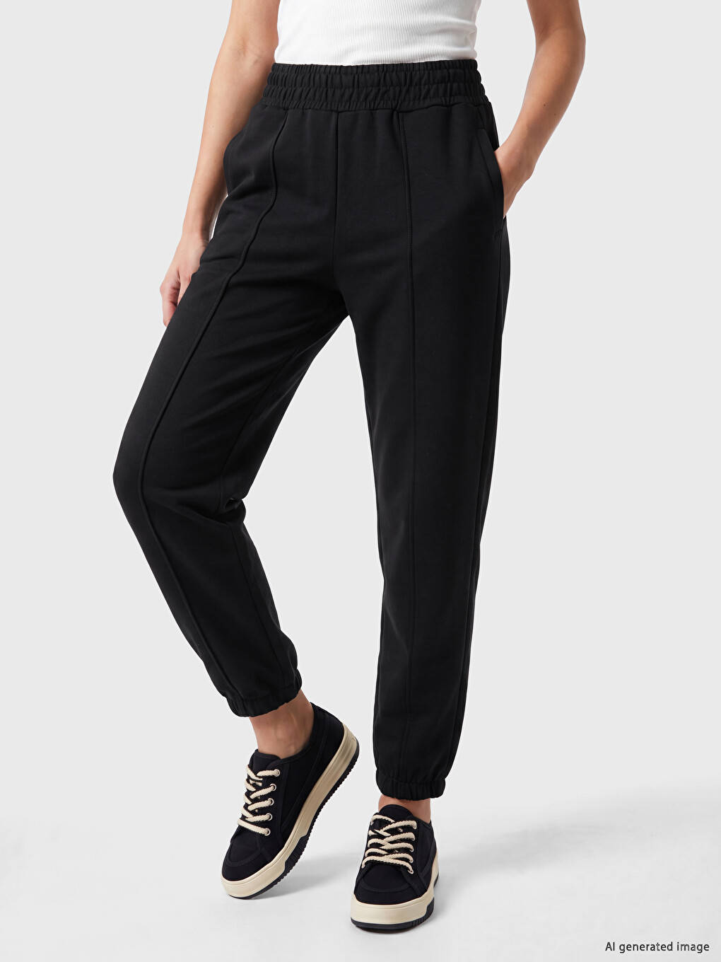 Siyah Soft Touch Kadın Jogger Eşofman Altı-1