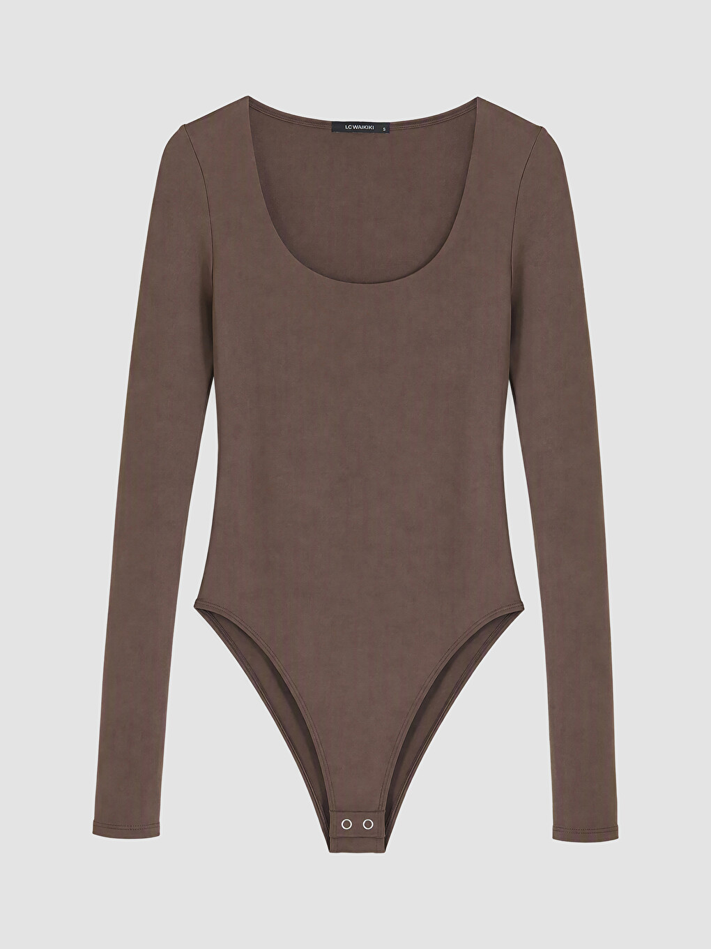 Kahverengi U Yaka Kadın Bodysuit