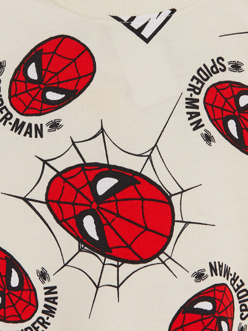 Bej Bisiklet Yaka Spider-man Baskılı Erkek Çocuk Sweatshirt-1