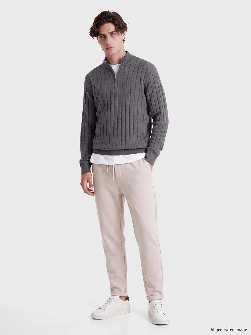 Mock Neck Men's Knitwear Sweater-1