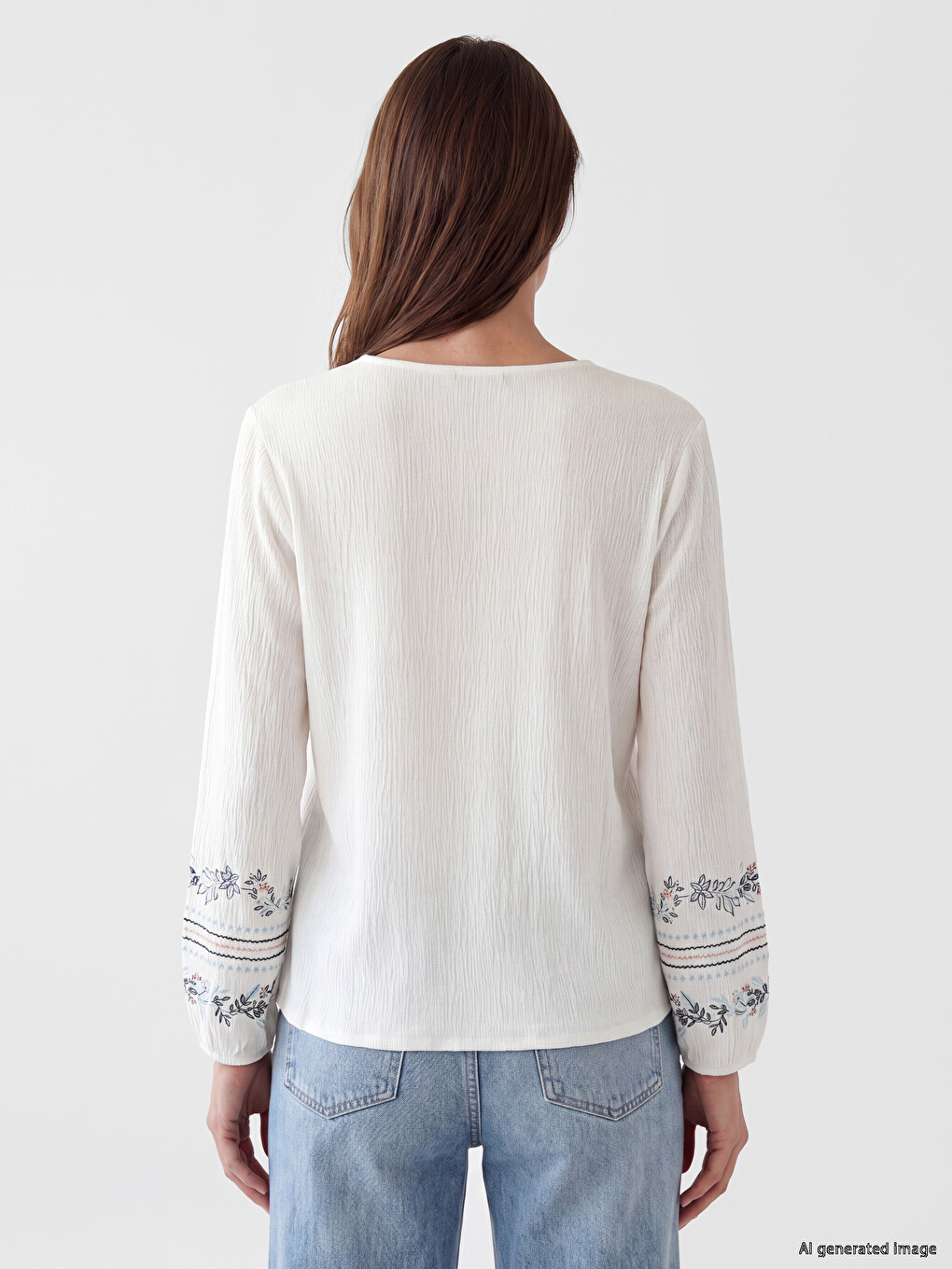 Tie Neck Patterned Blouse-3