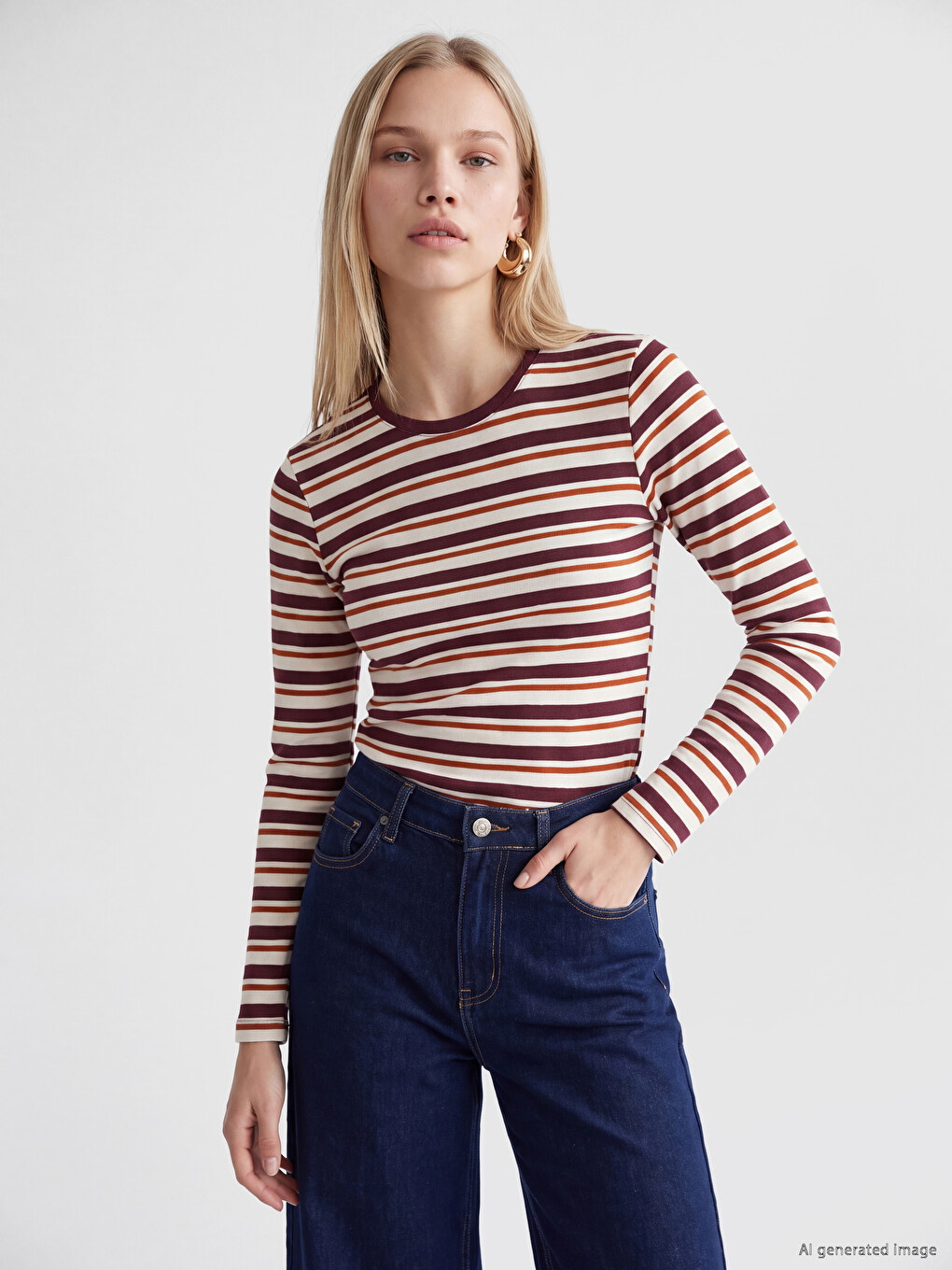 Crew Neck Striped Women's Body