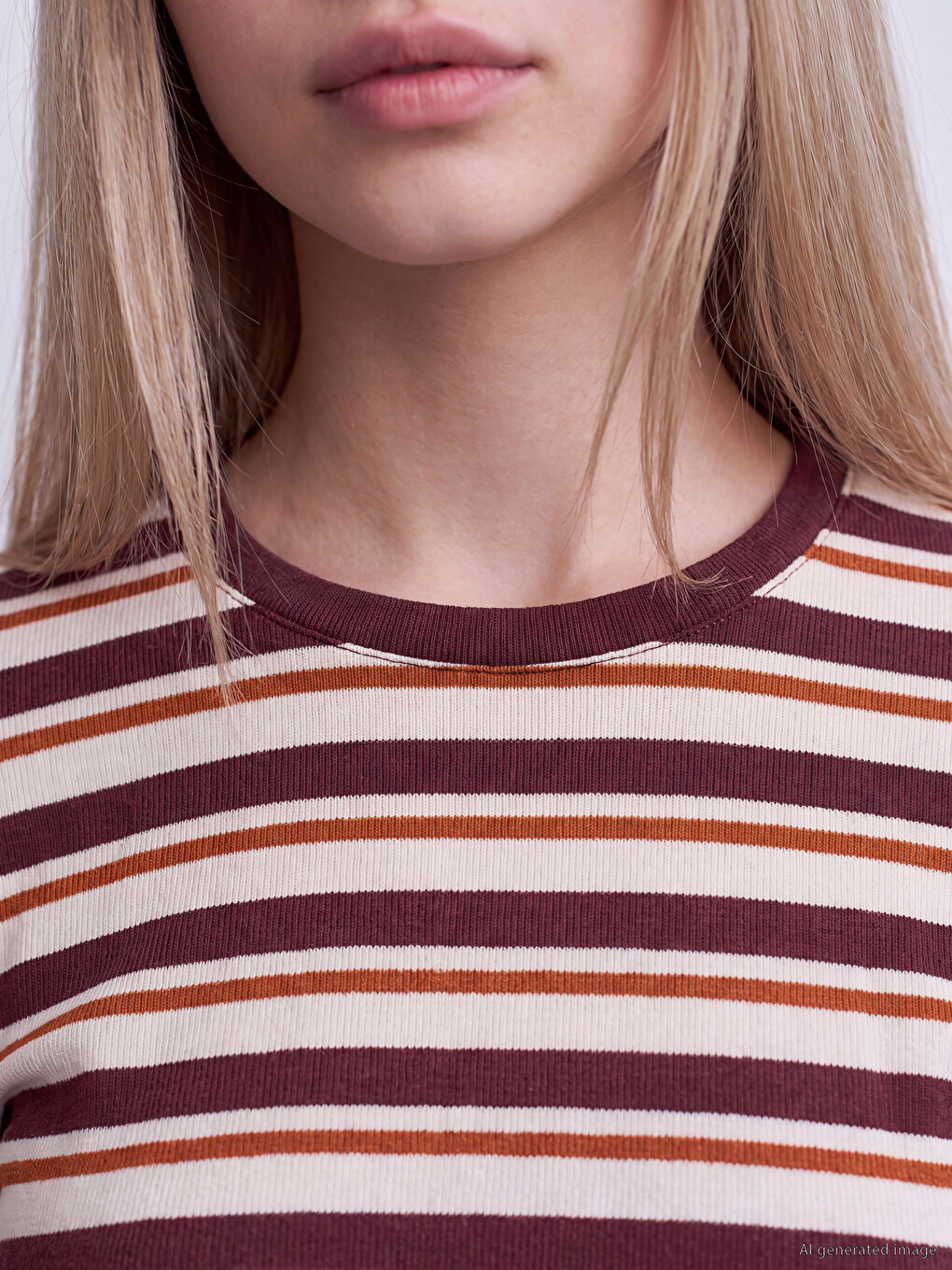 Crew Neck Striped Women's Body-1