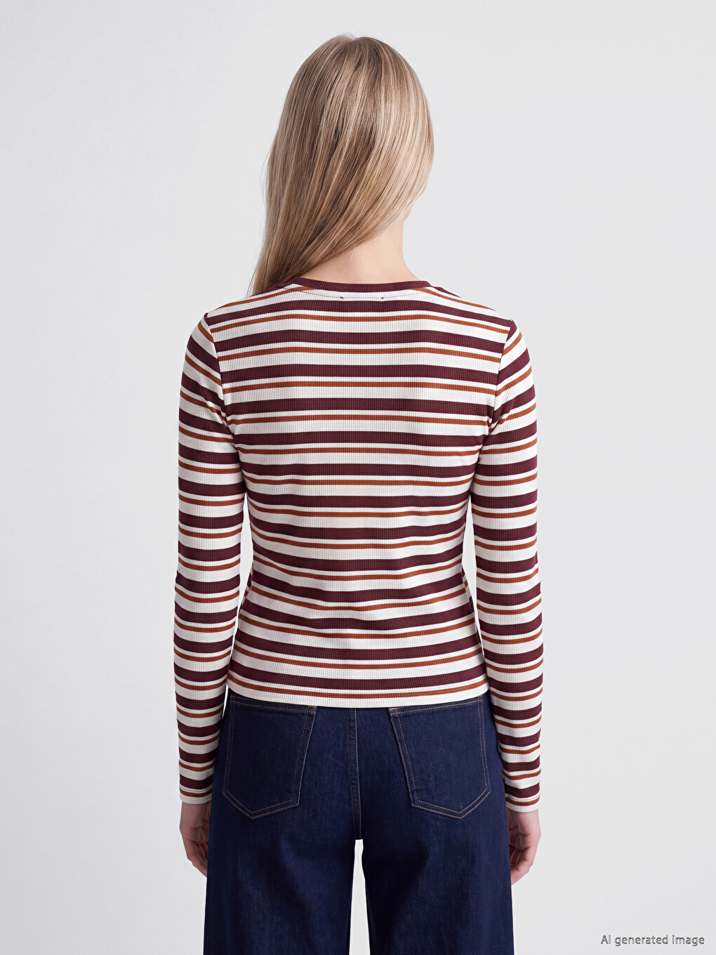 Crew Neck Striped Women's Body-2