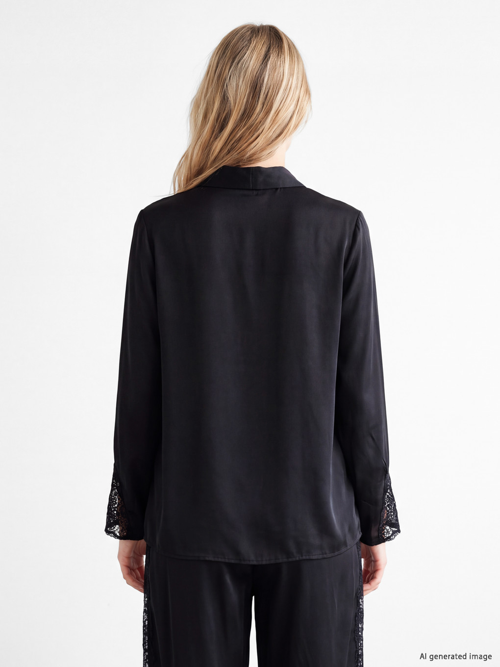 Shirt Collar Lace Women's Pyjamas Set-3