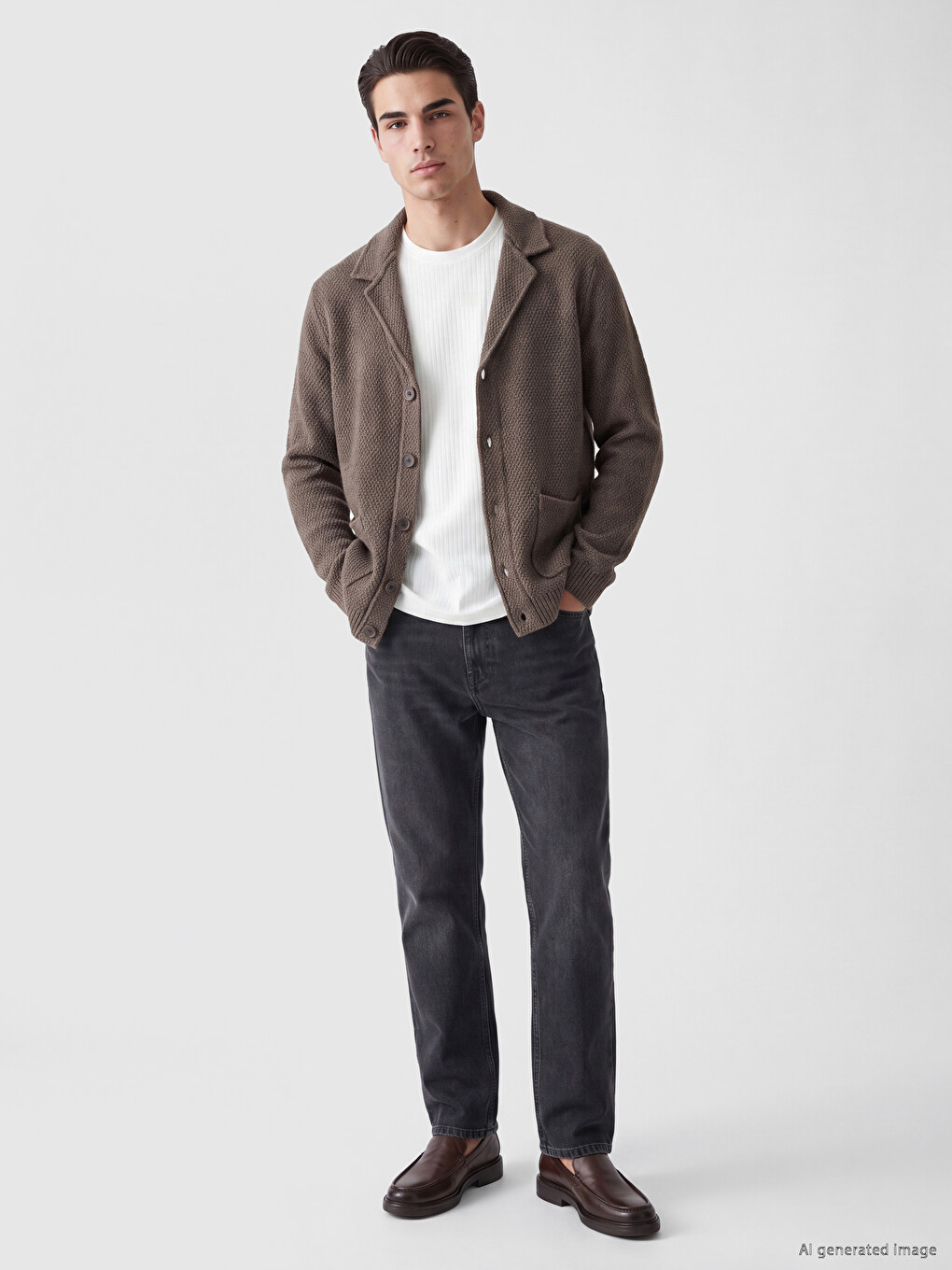 Regular Fit Jacket Collar Men's Knitwear Cardigan-1