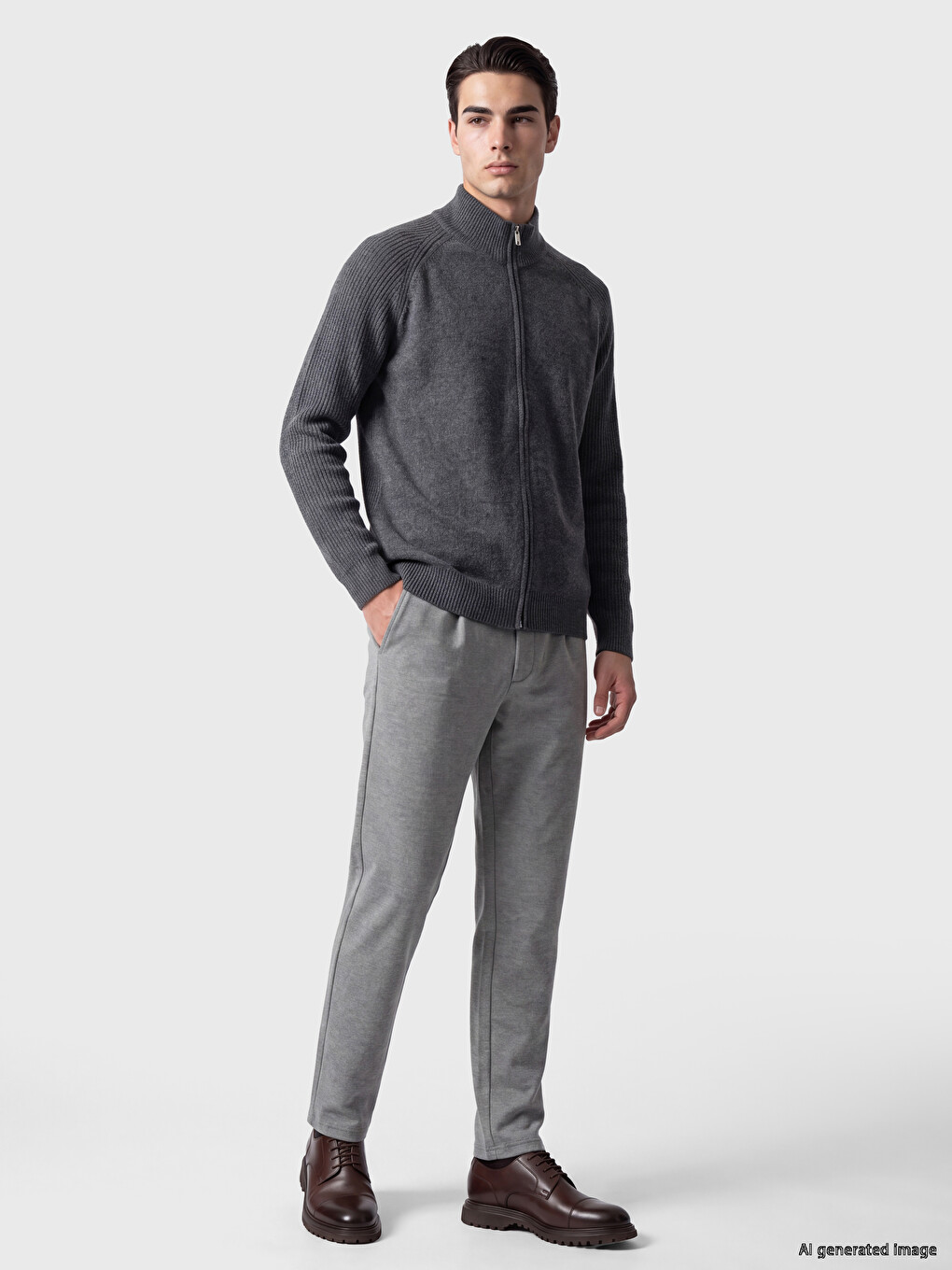 Кардиган Regular Fit С Стойкой Для Мужчин Из Трикотажа-1