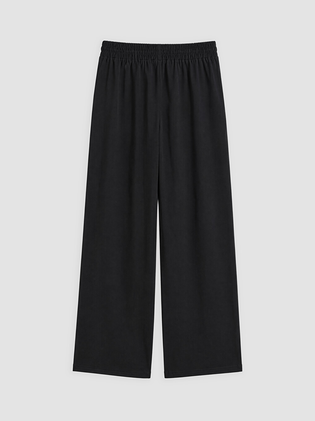 Siyah Beli Lastikli Geniş Paça Kadın Pantolon-1