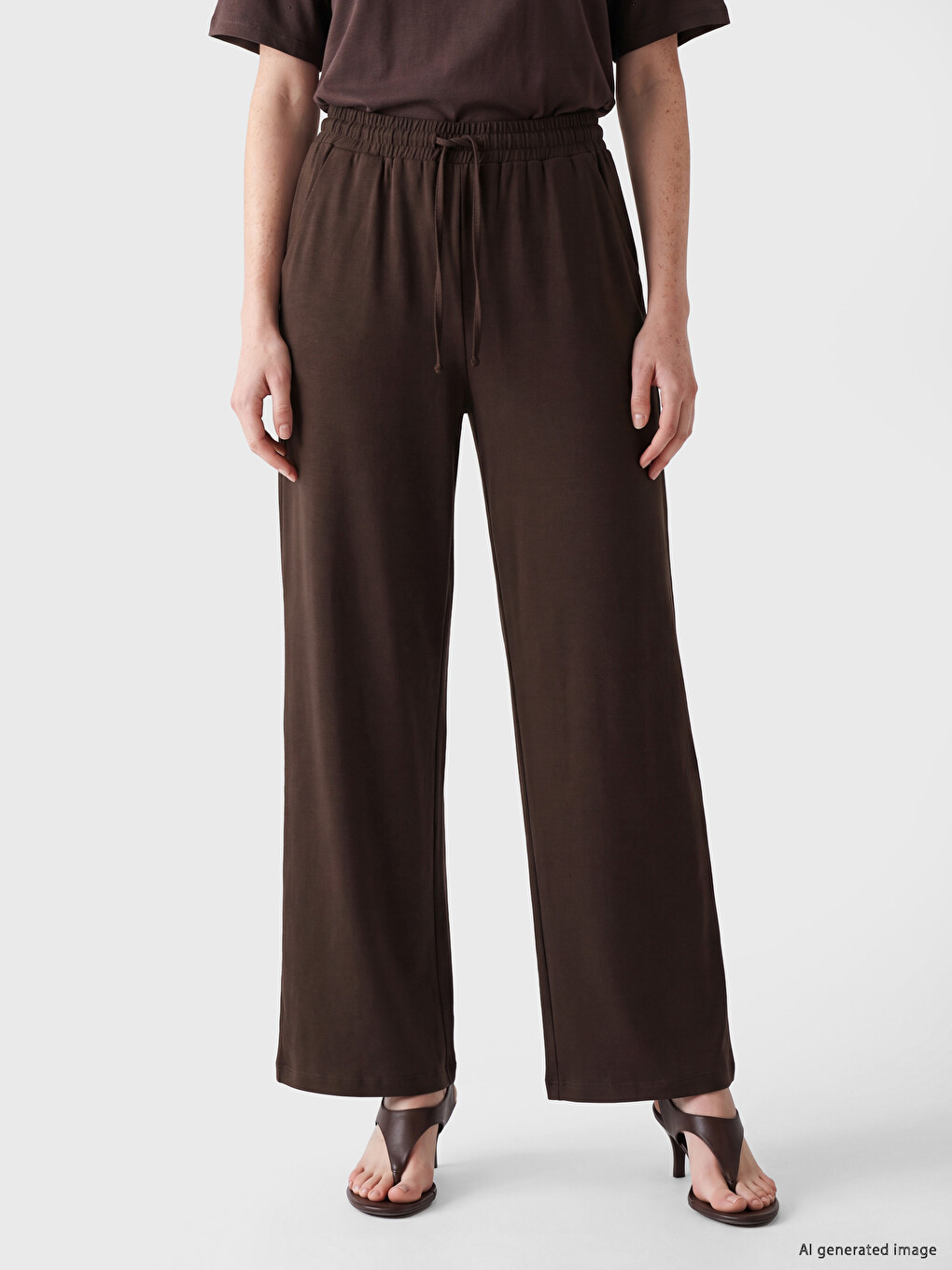 Elastic Waist Wide Leg Women's Trousers-1