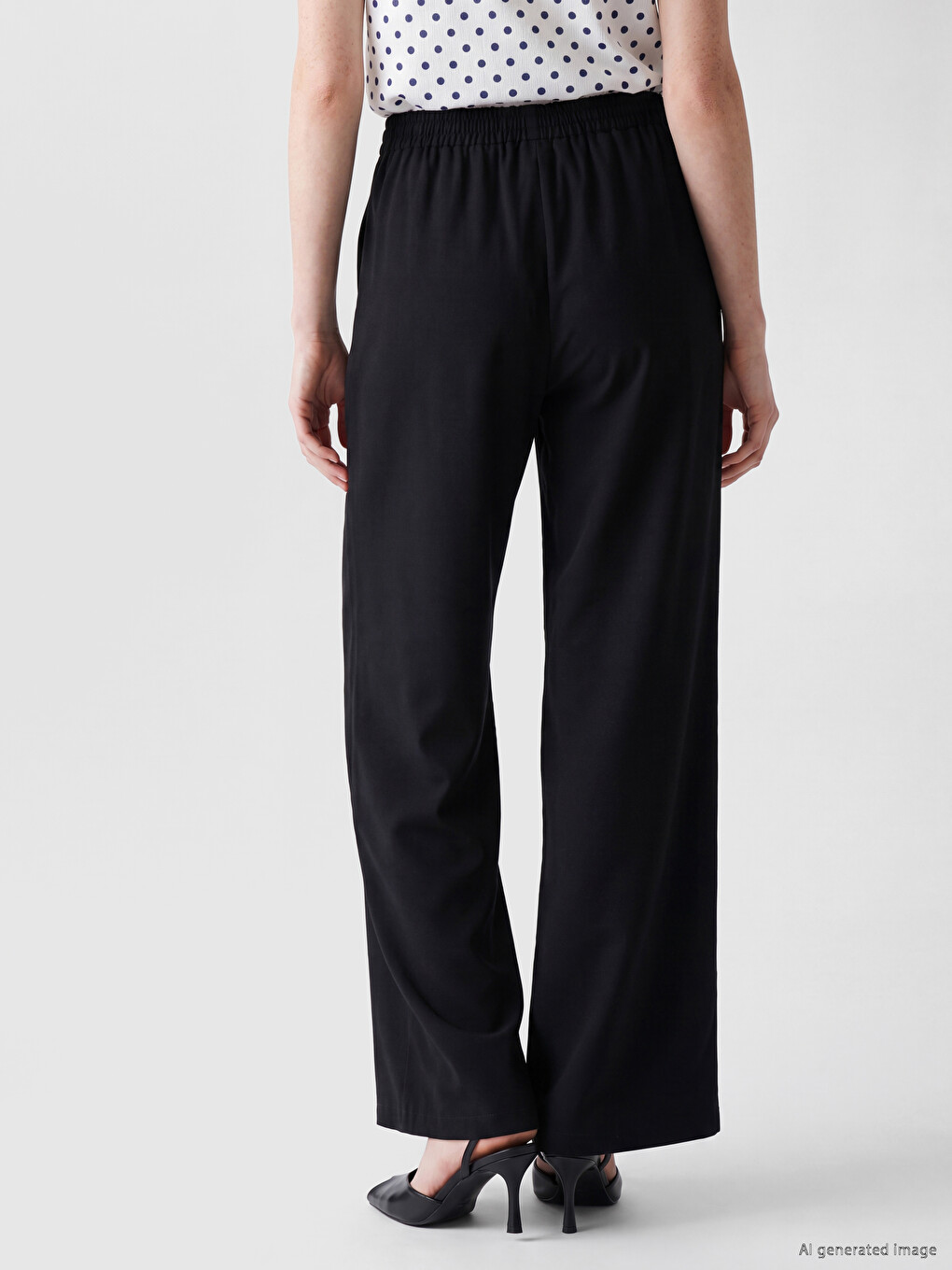 Elastic Waist Wide Leg Women's Trousers-3
