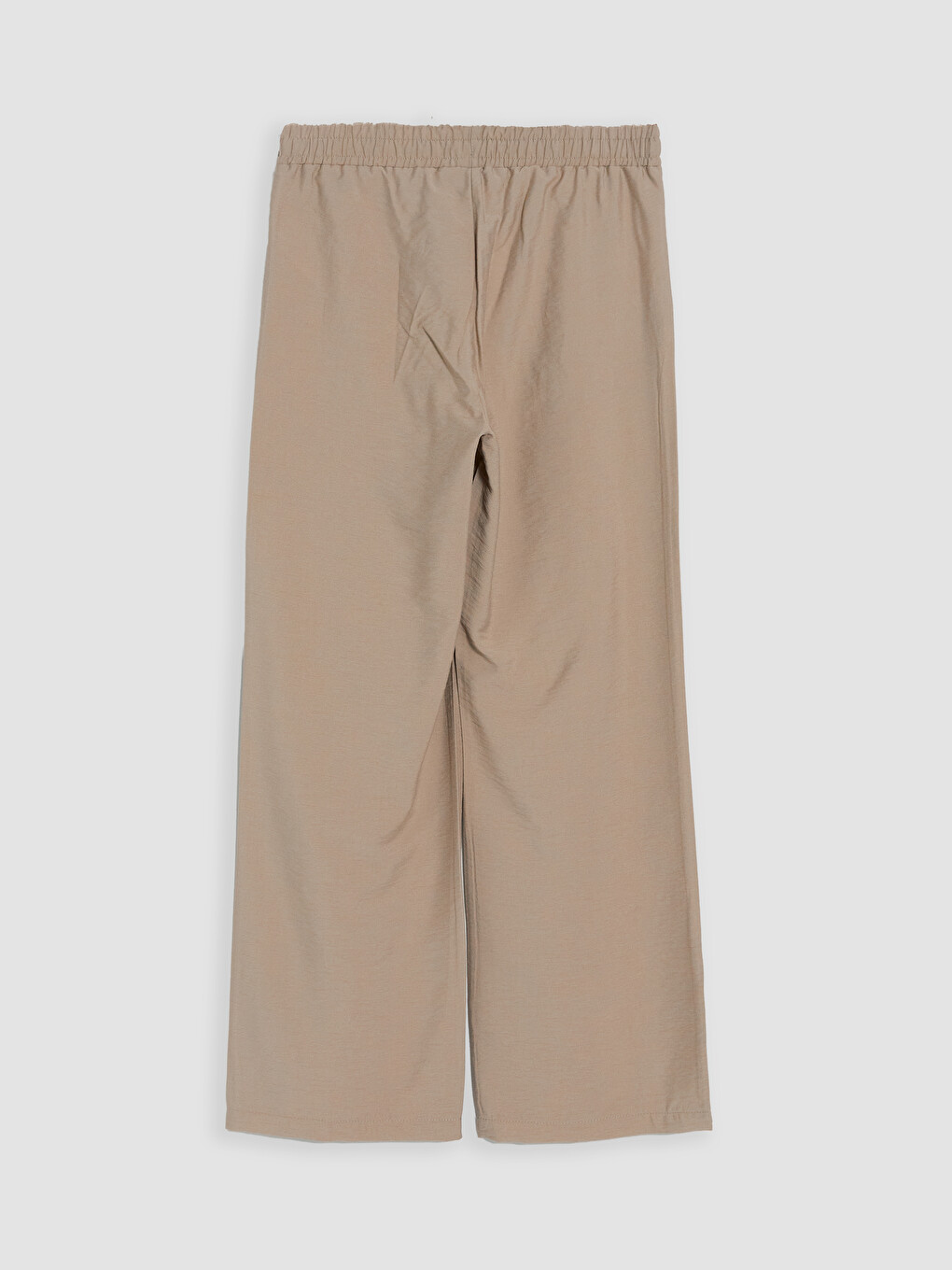 Bej Beli Lastikli Geniş Paça Kadın Pantolon-6