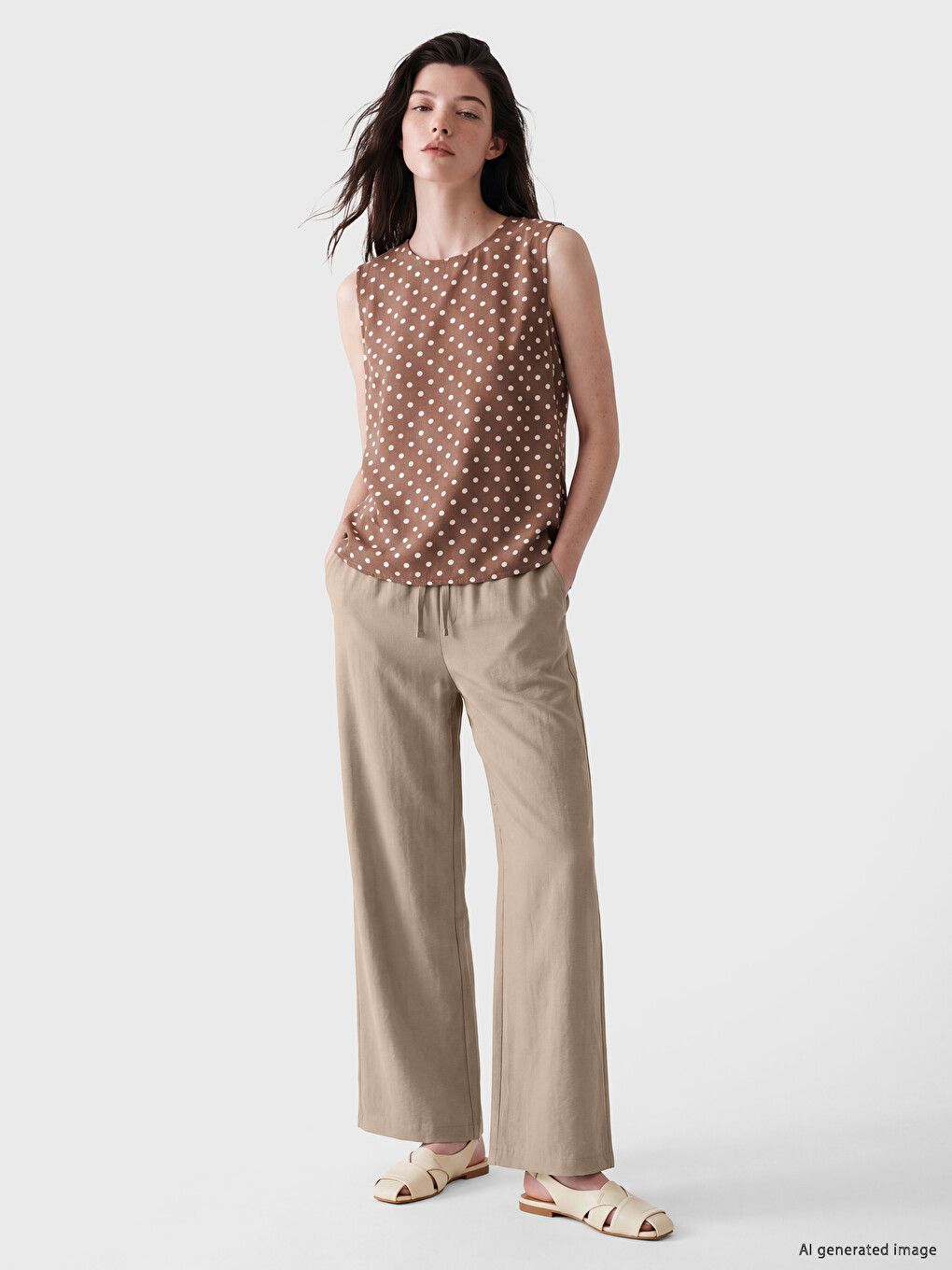 Elastic Waist Wide Leg Women's Trousers
