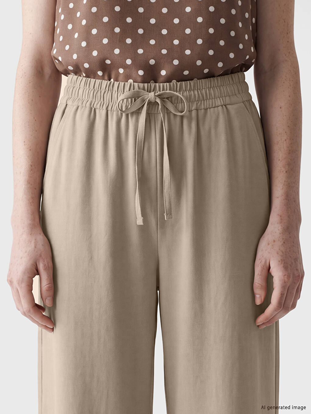 Elastic Waist Wide Leg Women's Trousers-2