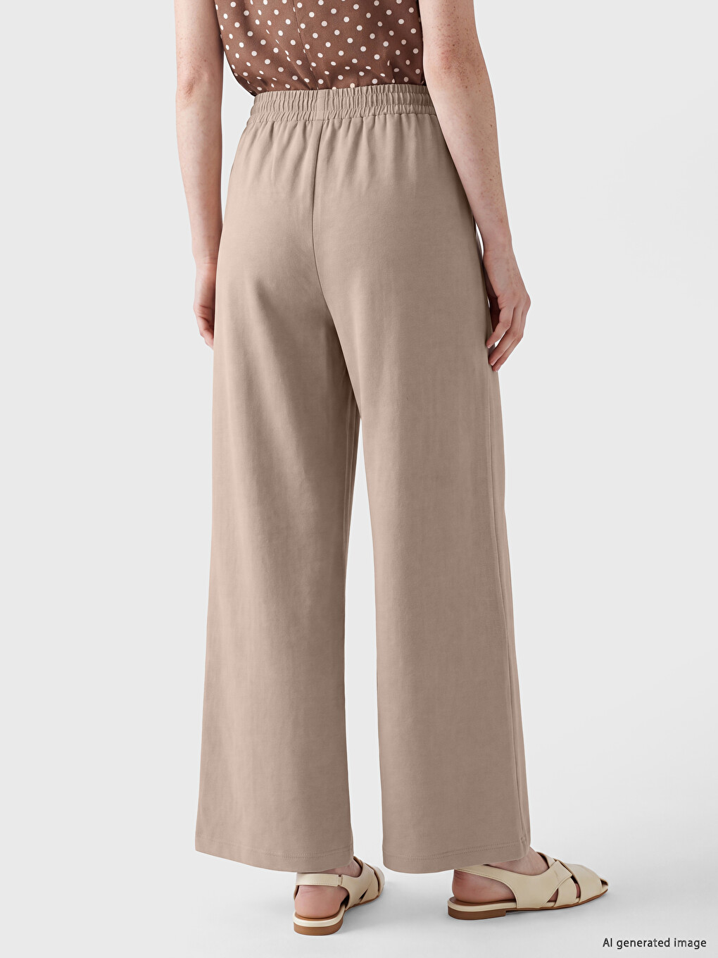 Elastic Waist Wide Leg Women's Trousers-3