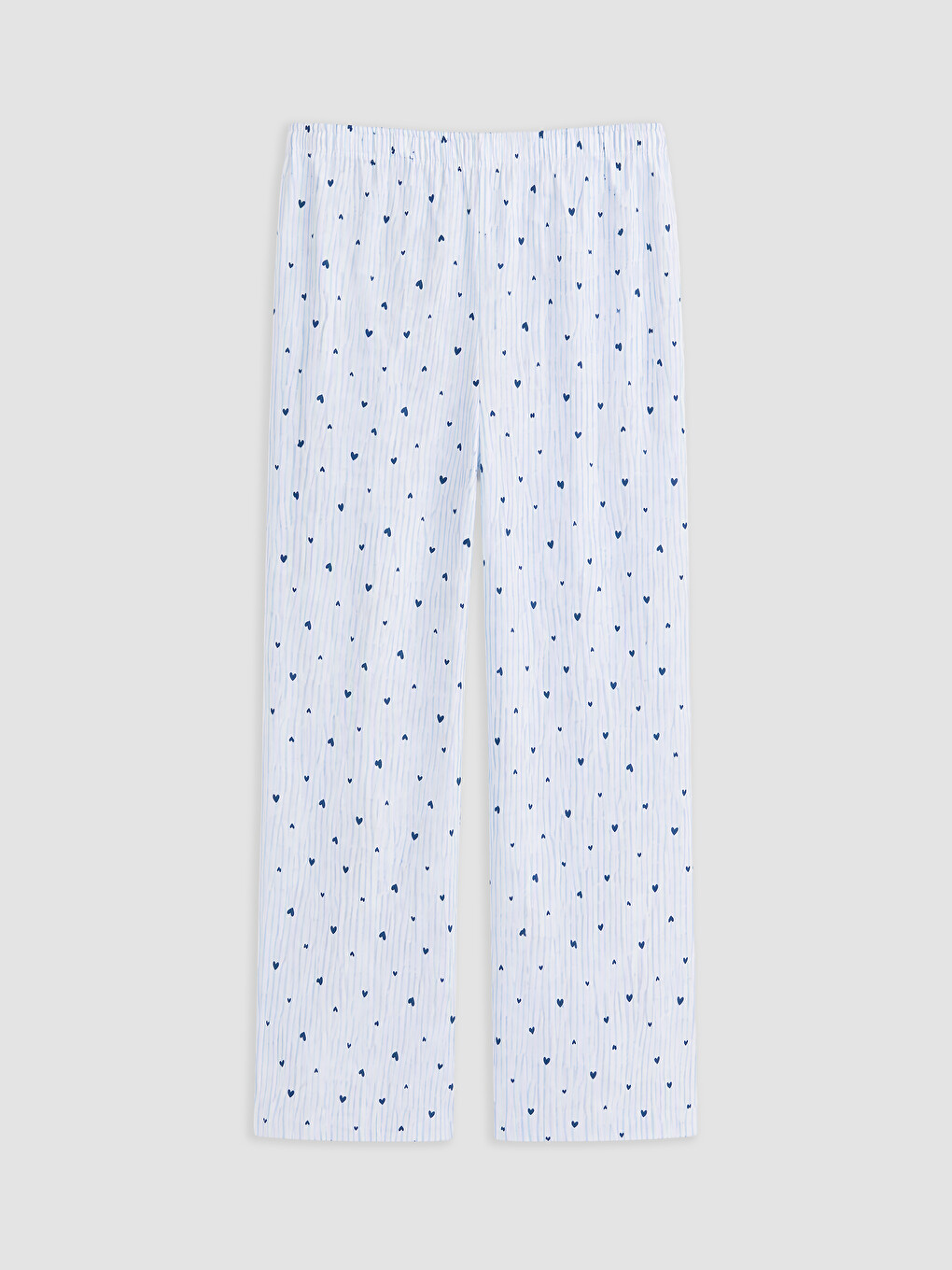 Mavi Kalp Desenli Kadın Pijama Takımı-8