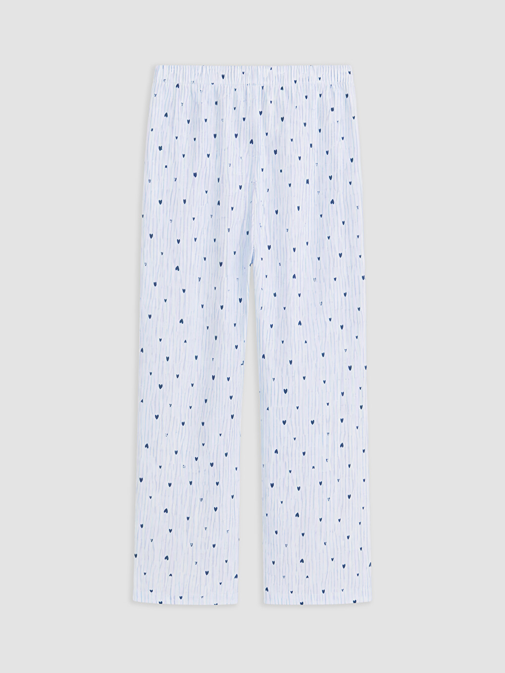 Mavi Kalp Desenli Kadın Pijama Takımı-10