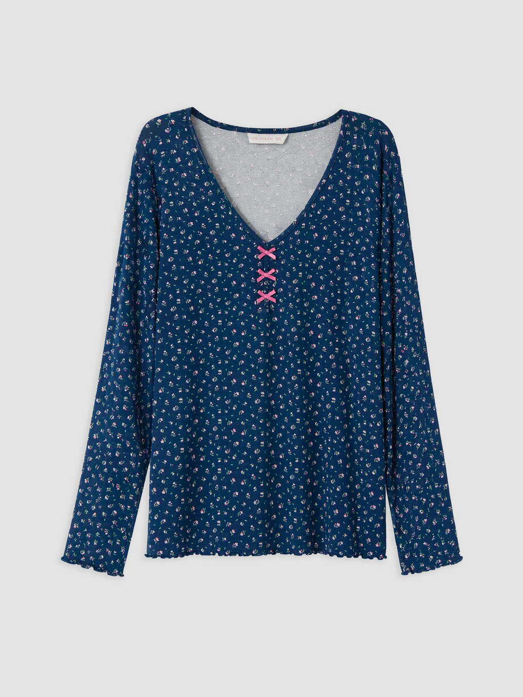 Lacivert Çiçekli Kadın Pijama Takım-5