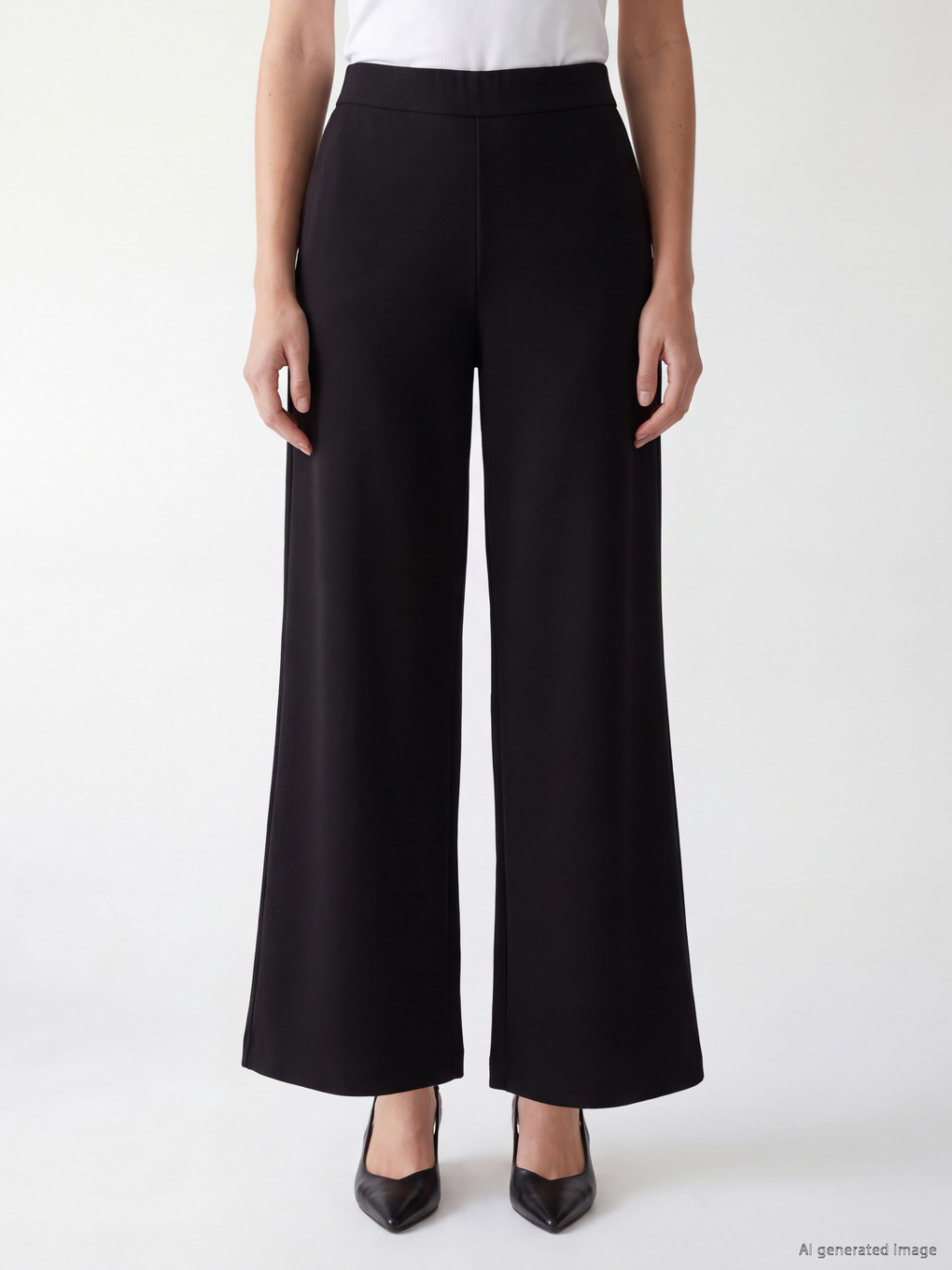 Siyah Loose Fit Geniş Paça Kadın Pantolon-1