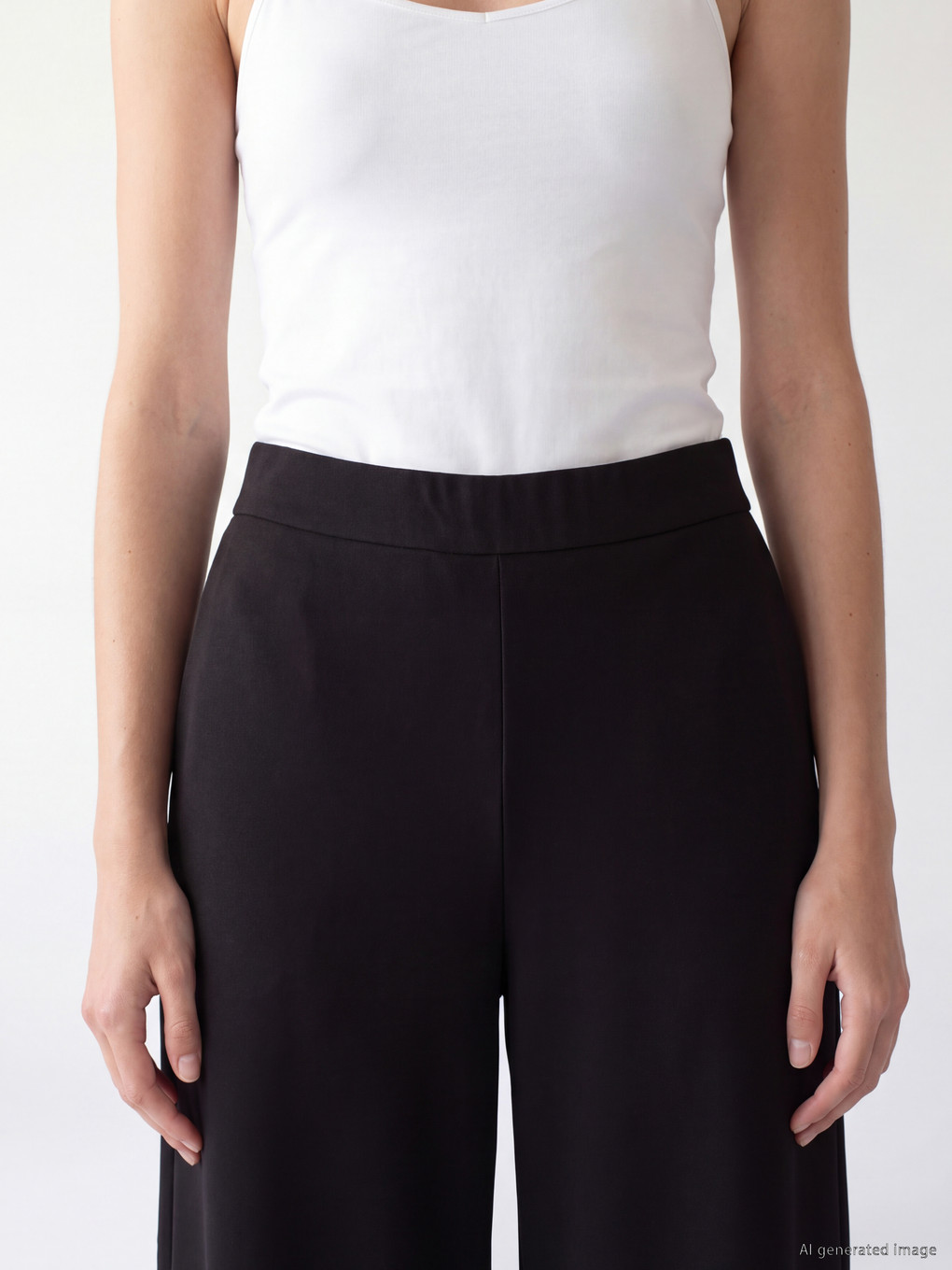 Siyah Loose Fit Geniş Paça Kadın Pantolon-2