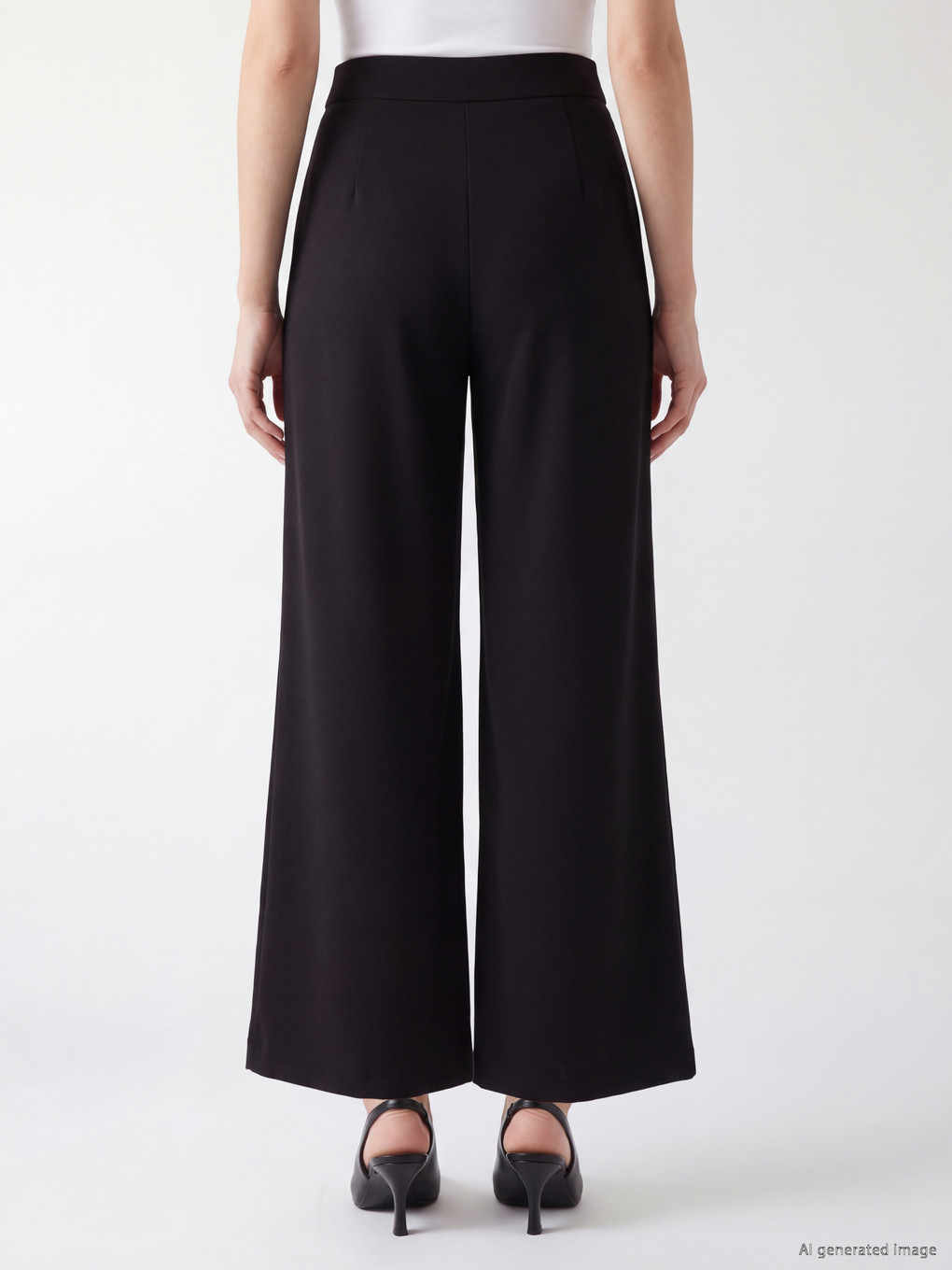 Siyah Loose Fit Geniş Paça Kadın Pantolon-3