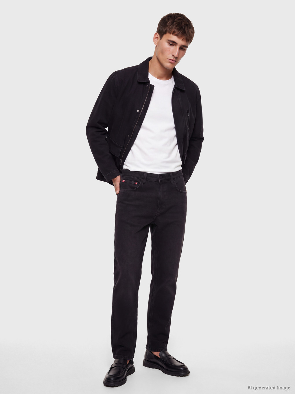 Siyah Loose Fit Erkek Jean Mont-1