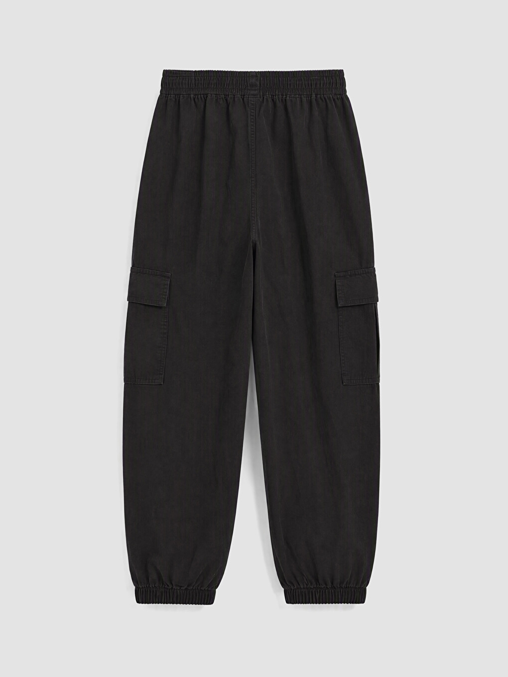 Siyah Kız Çocuk Gabardin Kargo Pantolon-2