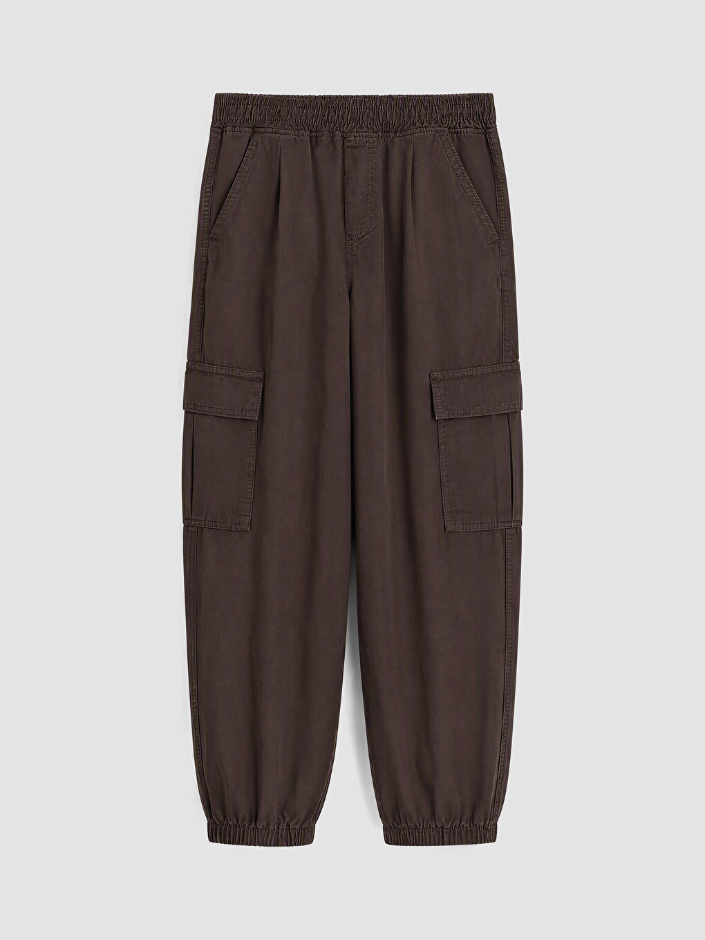 Kahverengi Relax Fit Kız Gabardin Kargo Pantolon