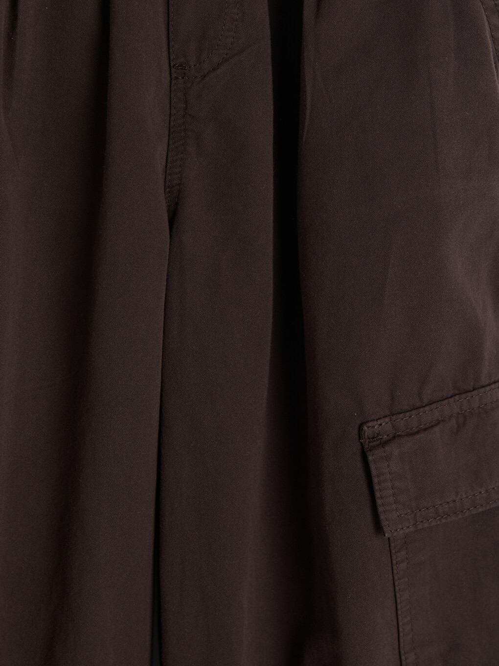 Kahverengi Relax Fit Kız Gabardin Kargo Pantolon-1