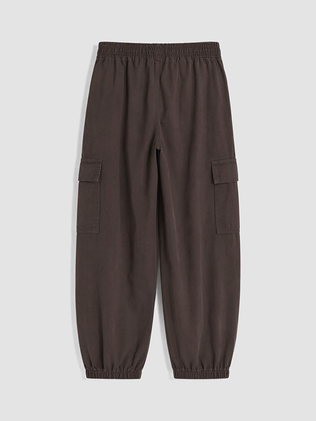 Kahverengi Relax Fit Kız Gabardin Kargo Pantolon-2