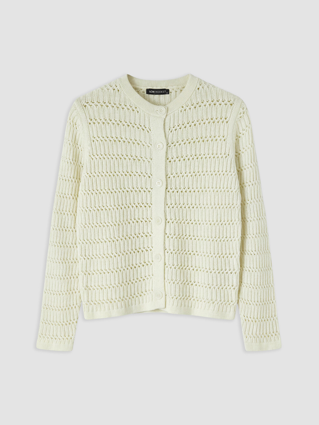 Crew Neck Open-knit Women's Knitwear Cardigan-4