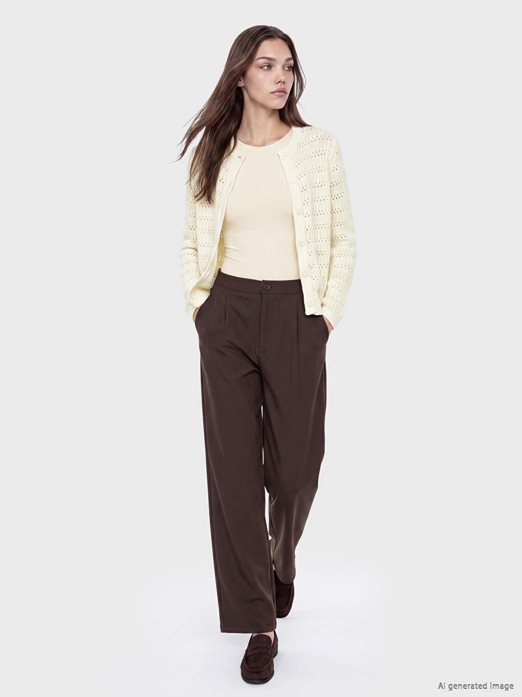 Crew Neck Open-knit Women's Knitwear Cardigan-1