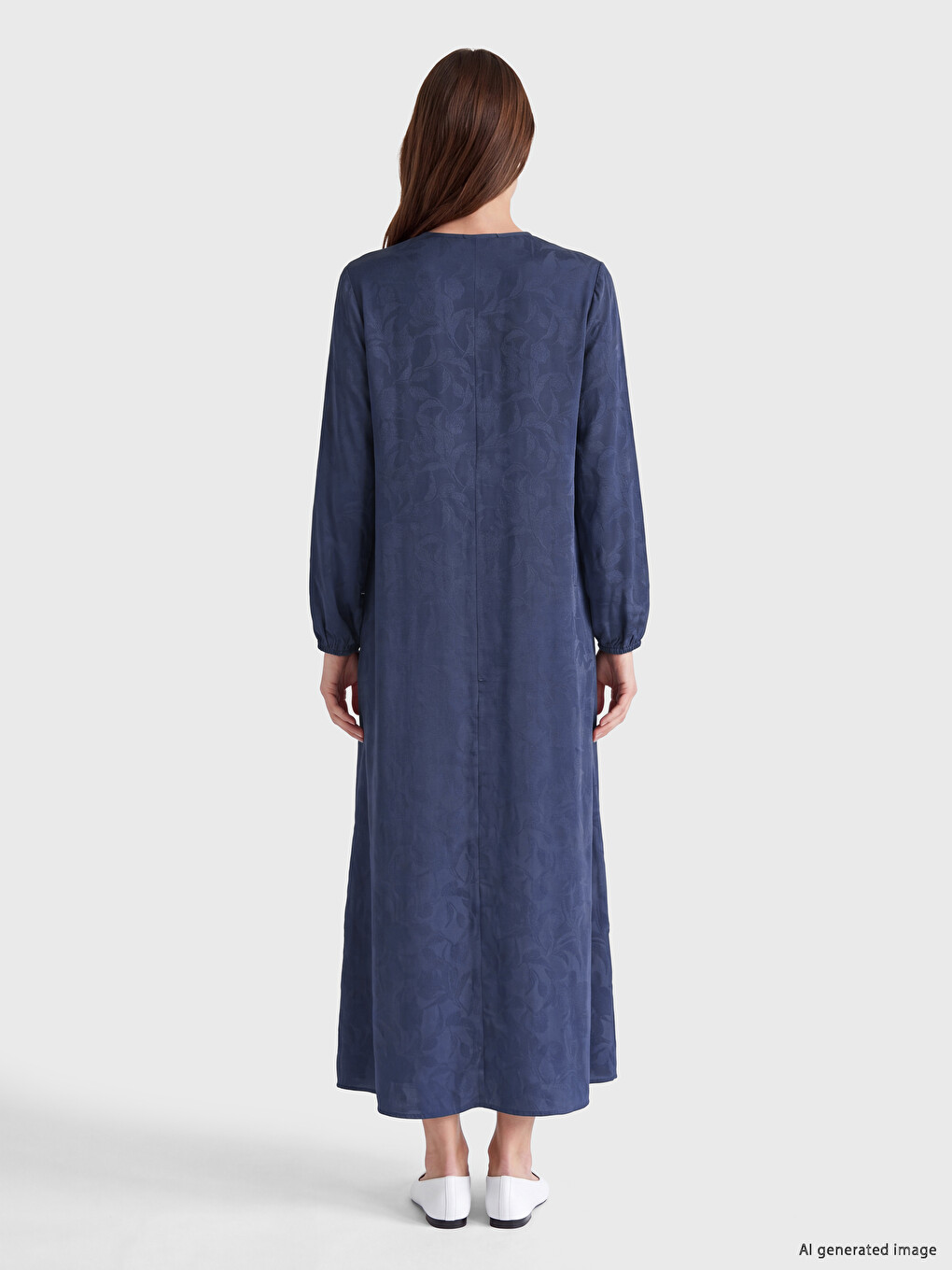 Crew Neck Patterned A-line Dress-3