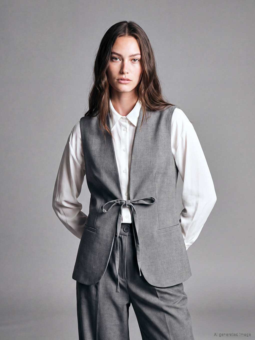 V Neck Laced Women's Classic Waistcoat