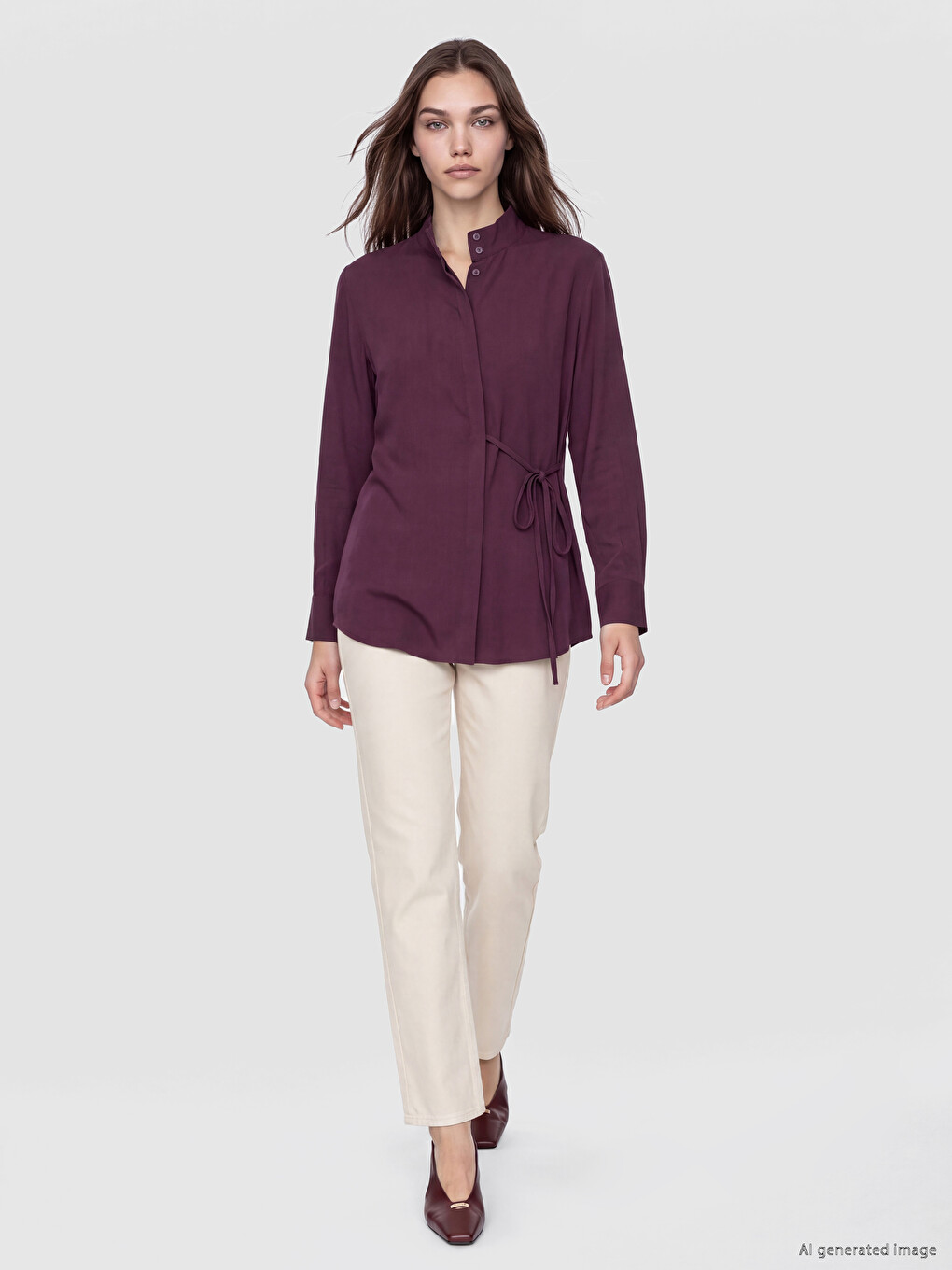 Woman Bordeaux Shirt Tunic-1