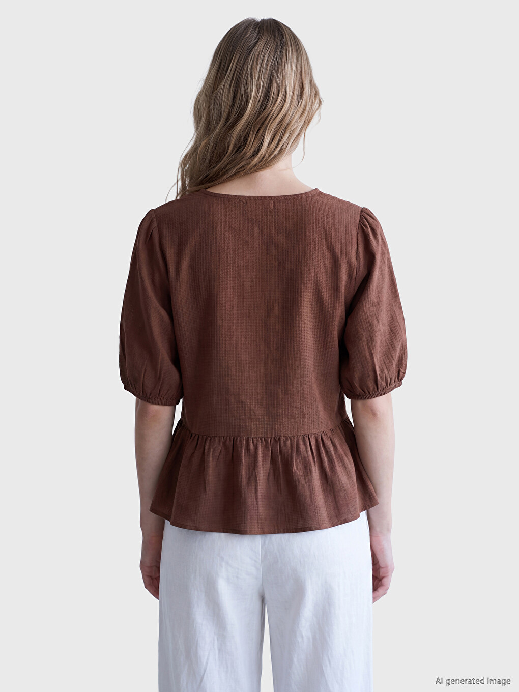 Bluza Sa V Izrezom I Detaljem Mašne-3