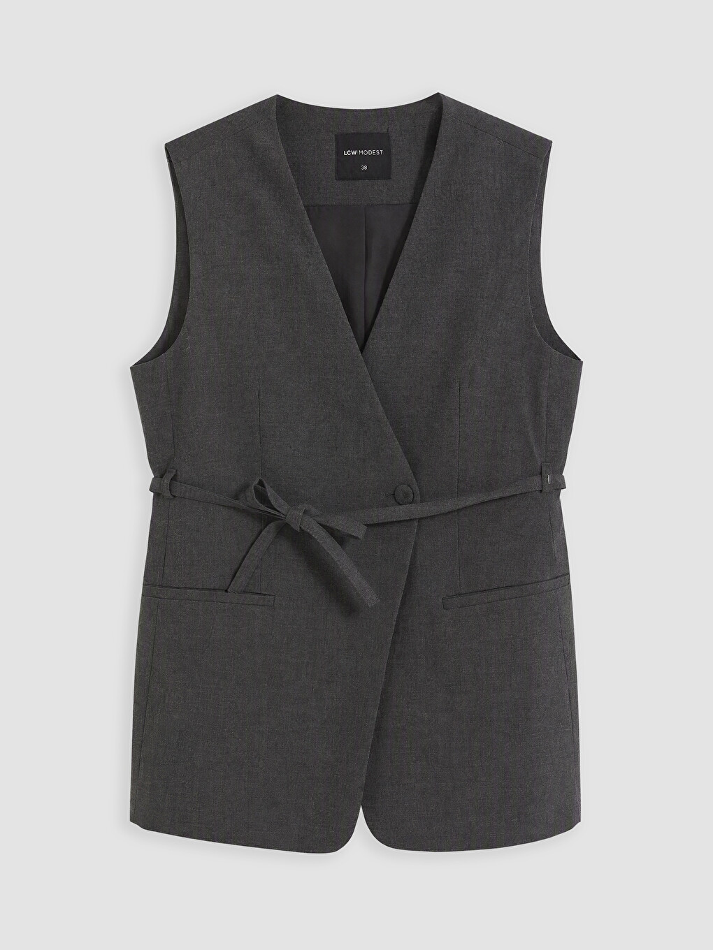 Double Breasted Waist Sashed Women's Classic Waistcoat-4