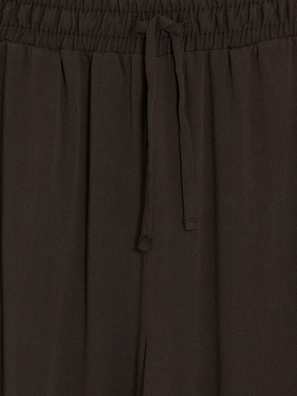 Kahverengi Beli Lastikli Geniş Paça Kadın Pantolon-5