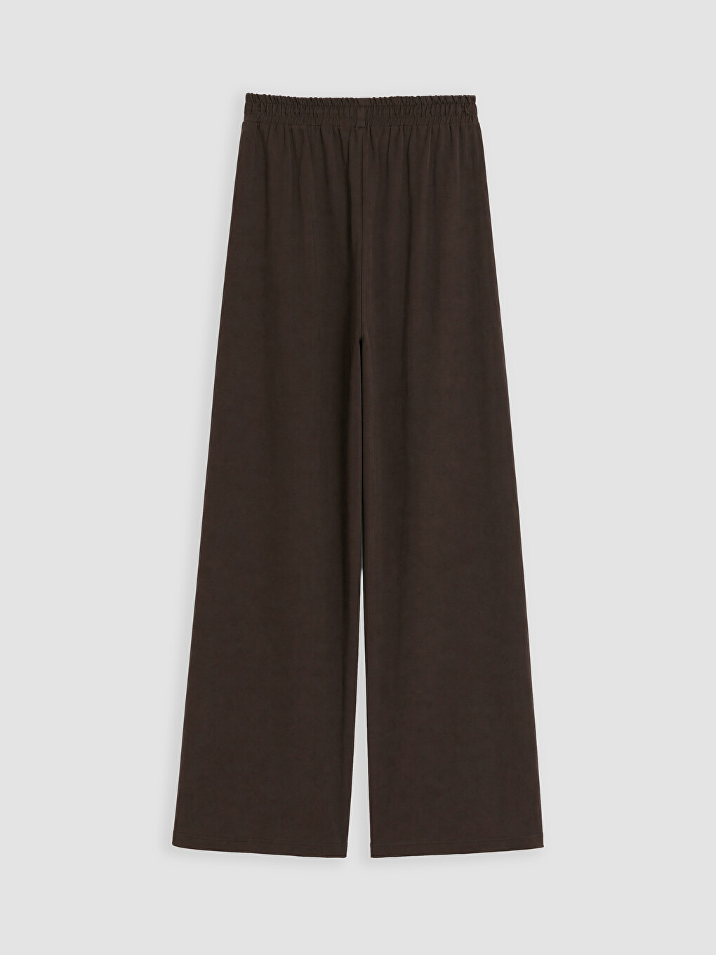 Kahverengi Beli Lastikli Geniş Paça Kadın Pantolon-6