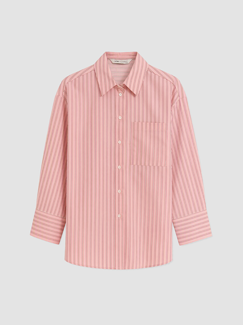 Pembe Çizgili Poplin Kadın Gömlek