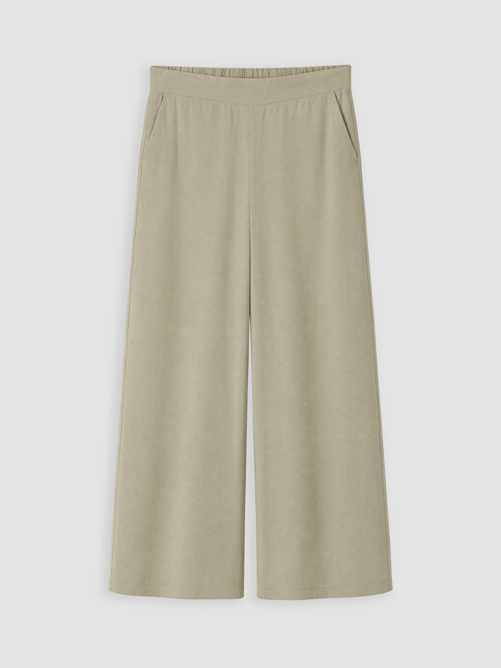 Haki Beli Lastikli Geniş Paça Kadın Pantolon-4