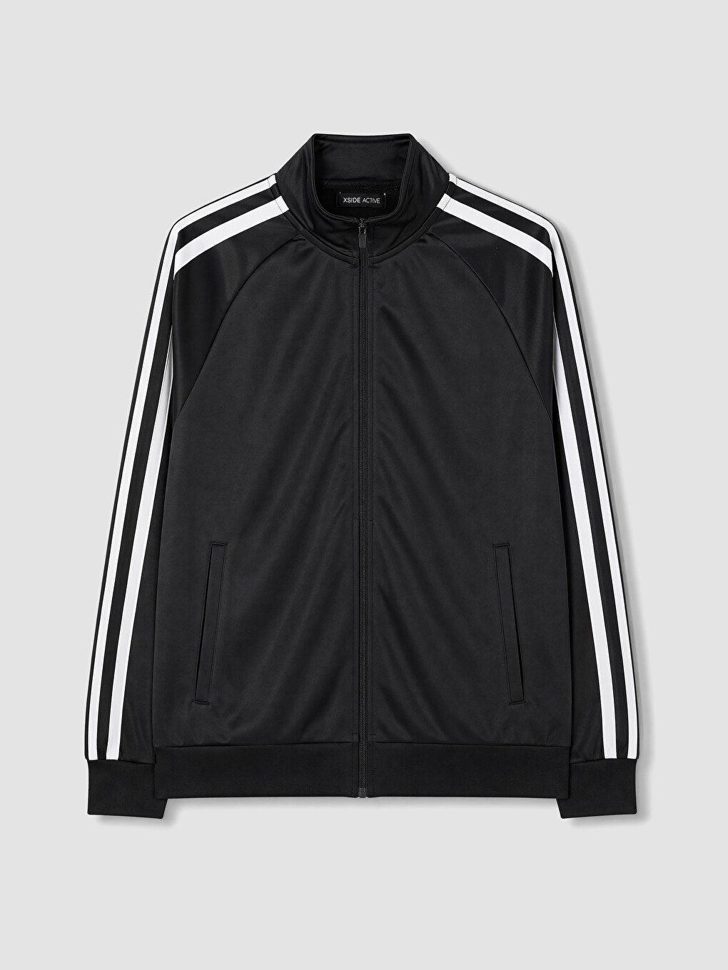 سویتشێرتی پیاوانی بە زیپی Mock Neck خەتخەت-4