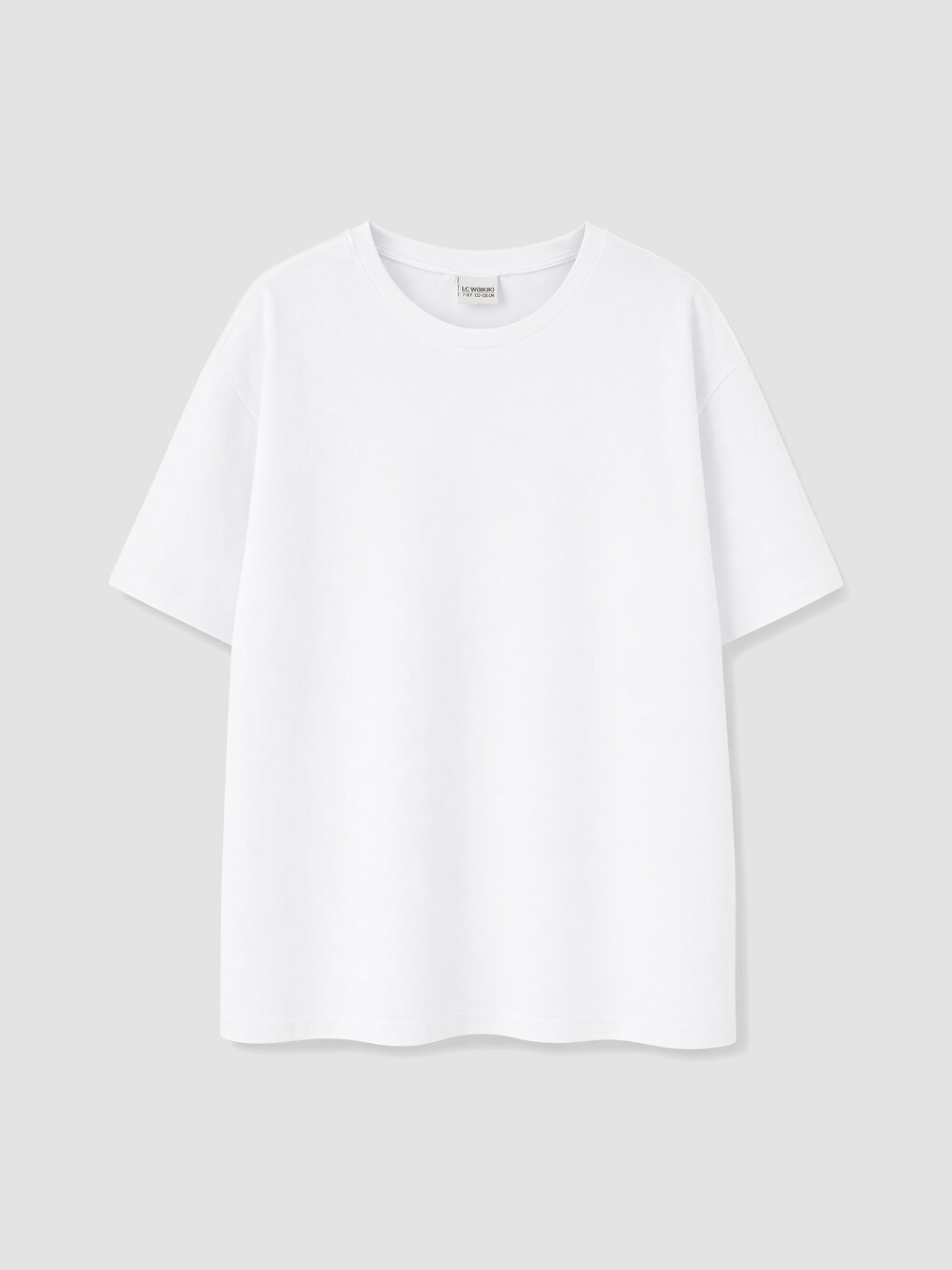 Beyaz Bisiklet Yaka Kız Çocuk Tişört