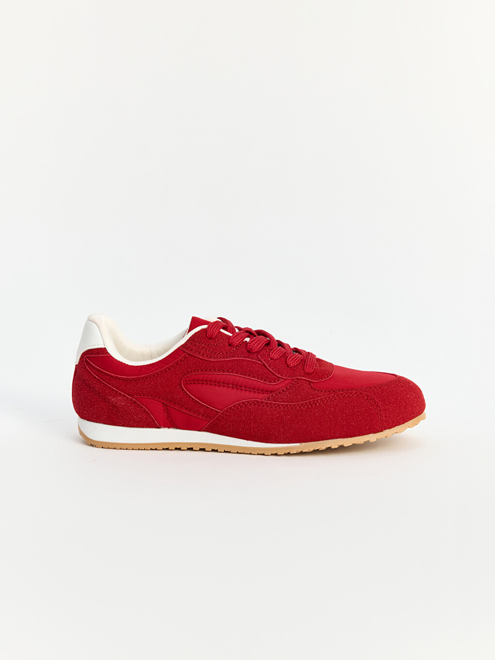 Kırmızı Süet Görünümlü Kadın Sneaker-1