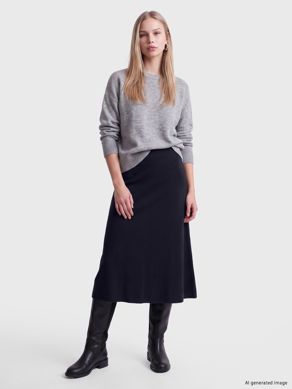 Elastic Waist Knitwear Skirt