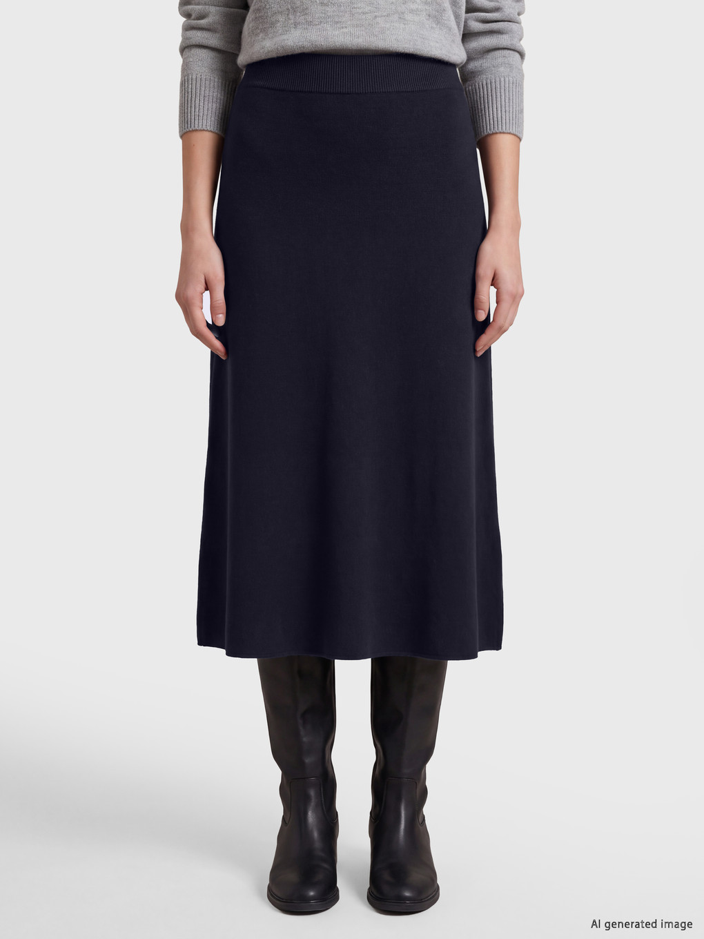 Elastic Waist Knitwear Skirt-1