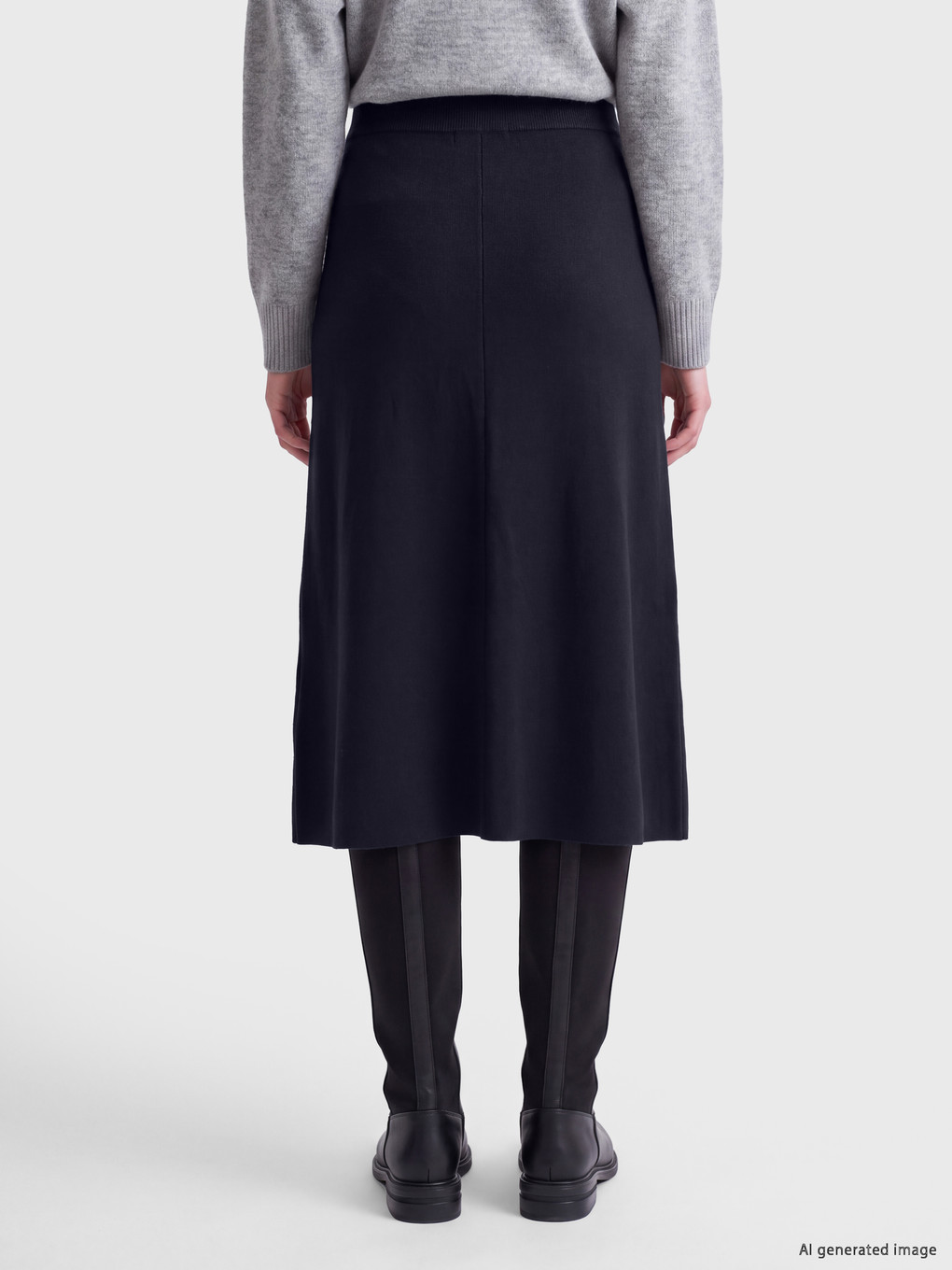 Elastic Waist Knitwear Skirt-3