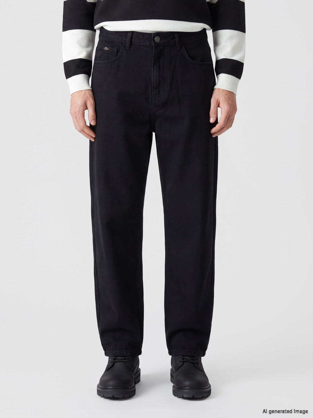 Siyah Super Baggy Fit Erkek Jean Pantolon-1
