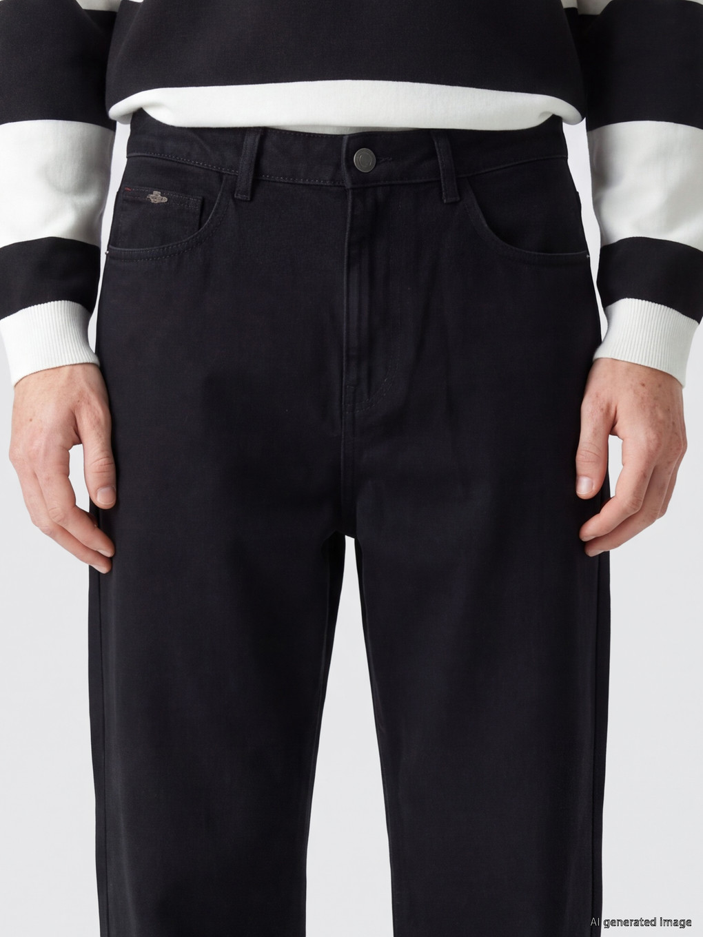 Siyah Super Baggy Fit Erkek Jean Pantolon-2