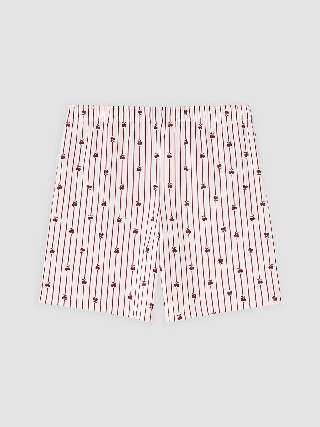Ekru Bisiklet Yaka Nakışlı Kadın Şortlu Pijama Takımı-2